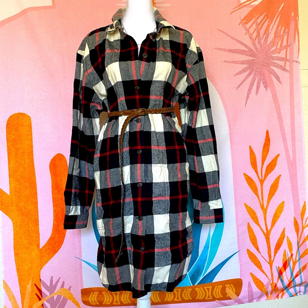 Gap Flannel Shirt Dress, M Tall w/pockets- NWT